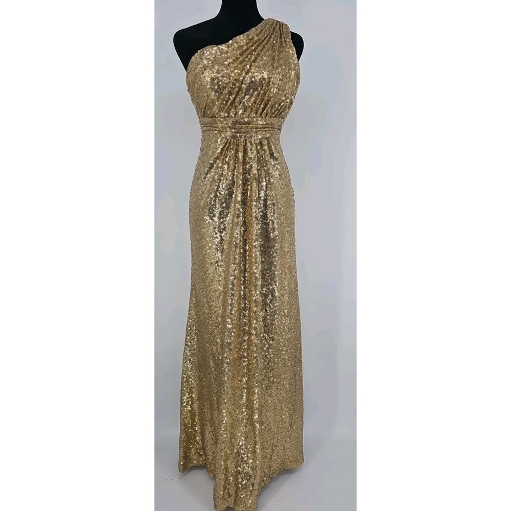 Revelry Starla Sequin Dress 2 Gold One Shoulder Sequin Dress Gold